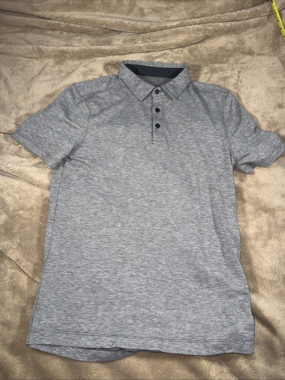 Lululemon Polo Shirt Mens Small Gray Short Sleeve Stretch Golf